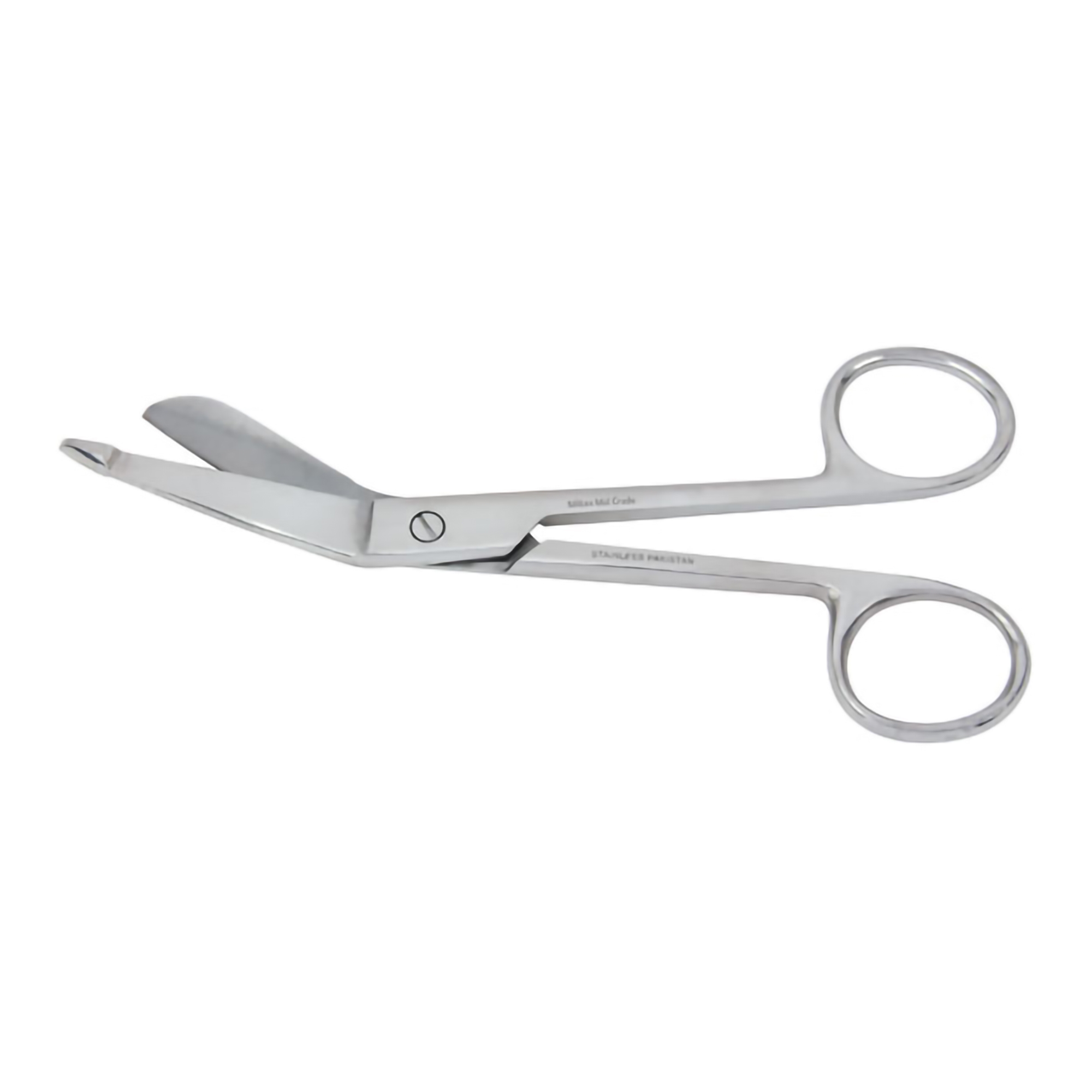Scissors Lister Bandage Scissors Vantage® Lister 5-1/2 Inch Length Office Grade Stainless Steel Finger Ring Handle Angled Blade Blunt Tip / Blunt Tip by Integra York PA, Inc. (Miltex)  ID V95-504SS